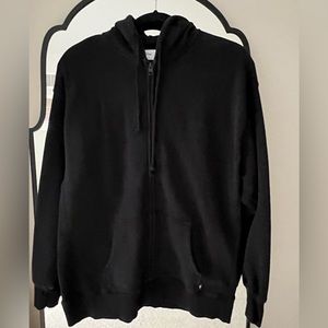 TNA Boyfriend Zip Up Cozy Fleece in Black Size 2